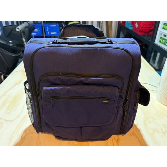 LLBean Rolling Travel Carry On Luggage Bag Blue Wheeled Duffel Bag